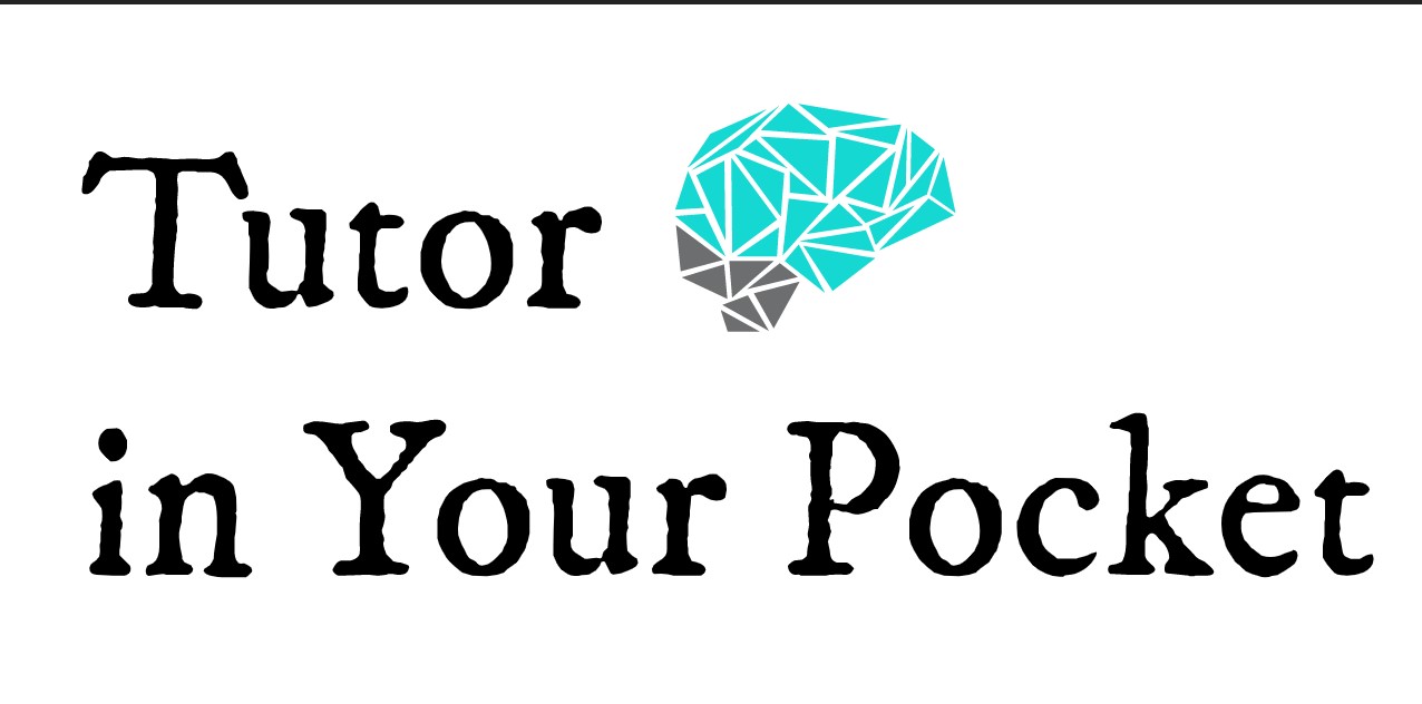 Text that says "Tutor in Your Pocket" with a Brain Logo